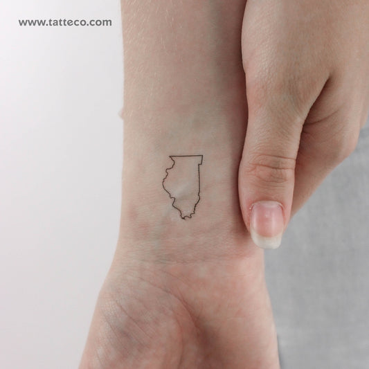 Tatuaje temporal del contorno del mapa de Illinois (juego de 3)