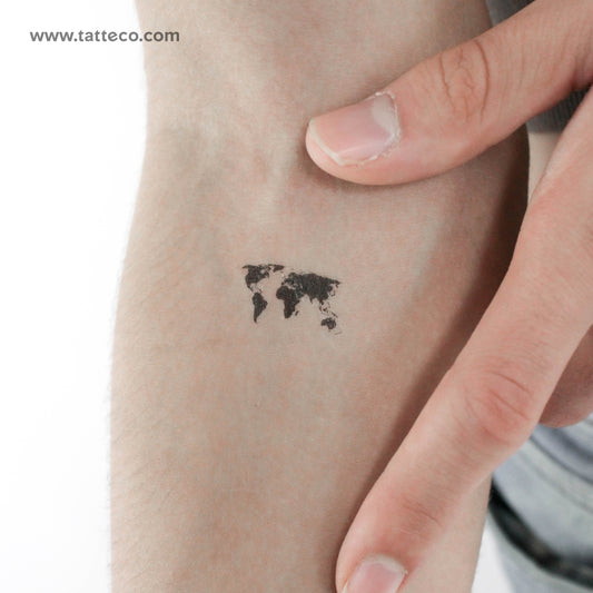Tatuaje temporal de mapa del mundo pequeño - Juego de 3