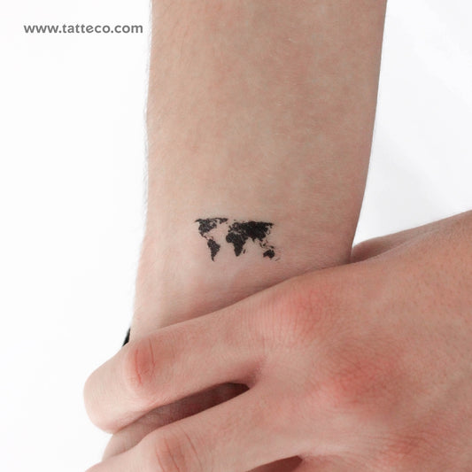 Tatuaje temporal de mapa del mundo pequeño - Juego de 3
