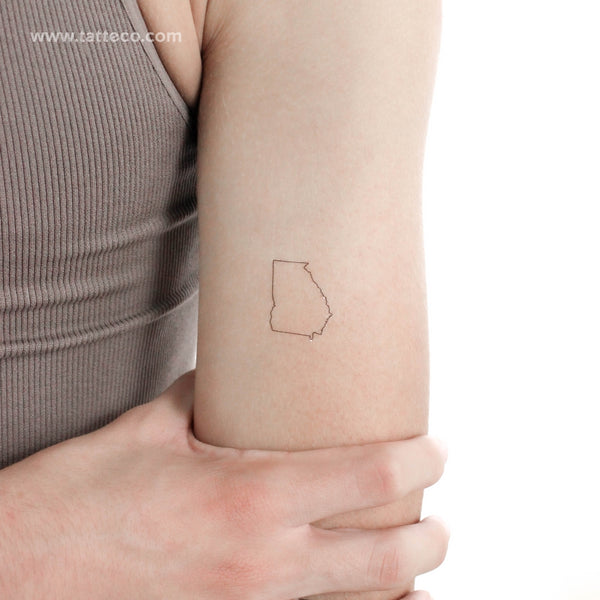 Georgia Map Outline Temporary Tattoo - Set of 3