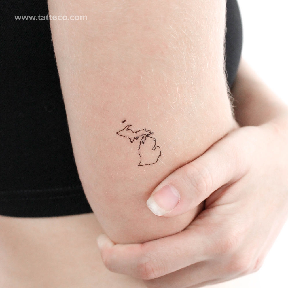 Michigan Map Outline Temporary Tattoo - Set of 3