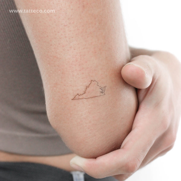 Virginia Map Outline Temporary Tattoo - Set of 3