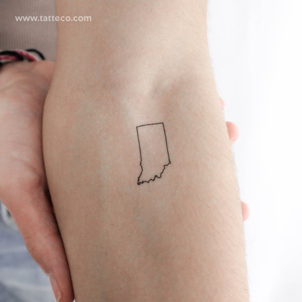 Indiana Map Outline Temporary Tattoo - Set of 3