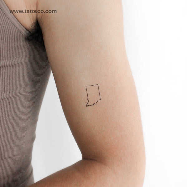 Indiana Map Outline Temporary Tattoo - Set of 3