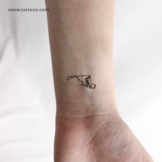Tatuaje temporal del contorno del mapa de Maryland (juego de 3)