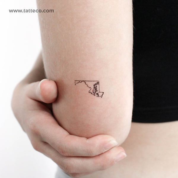 Maryland Map Outline Temporary Tattoo - Set of 3