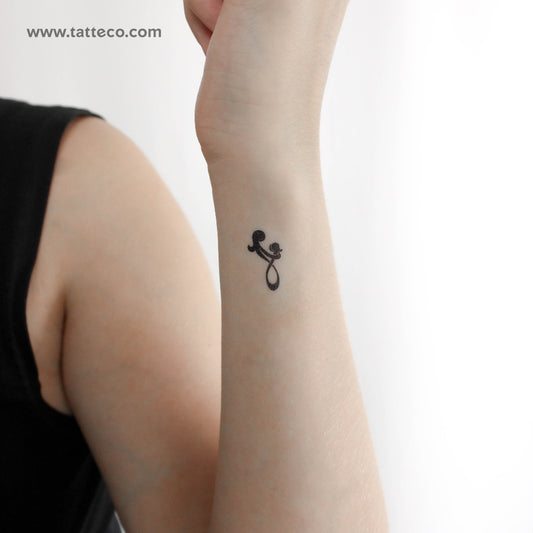 Tatuaje temporal pequeño con el símbolo del infinito de madre e hija (juego de 3)