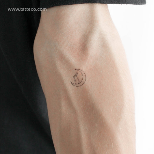 Tatuaje temporal de luna creciente y conejo (juego de 3)