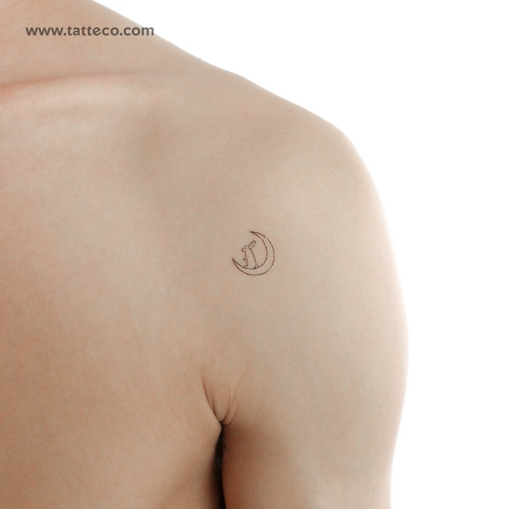 Crescent Moon and Rabbit Temporary Tattoo - Set of 3