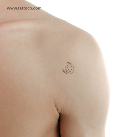Tatuaje temporal de luna creciente y conejo (juego de 3)
