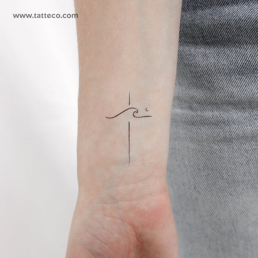 Tatuaje temporal de cruz ondulada - Juego de 3