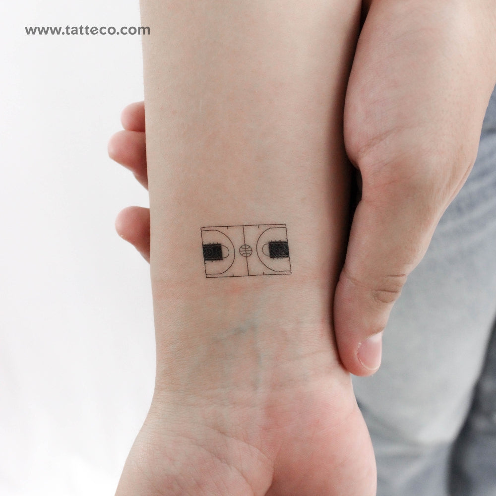 Basketball Court Temporary Tattoo - Set of 3