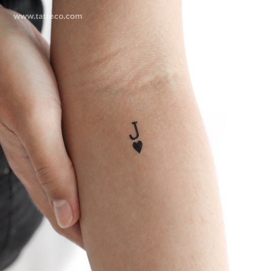 Tatuaje temporal pequeño de jota de corazones negra (juego de 3)