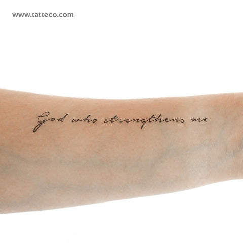 God Who Strengthens Me Temporary Tattoo - Set of 3