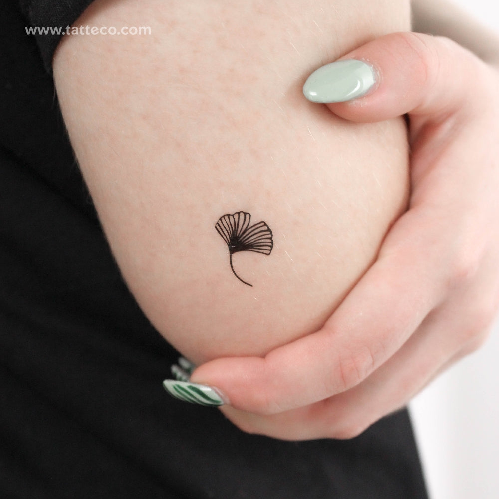 Tatuaje temporal de hoja de ginkgo pequeña (juego de 3)