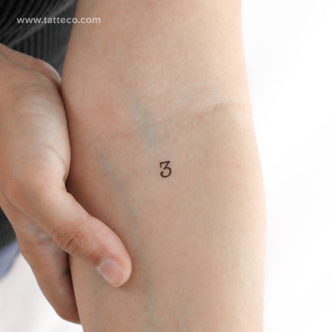 Number 3 Temporary Tattoo - Set of 3