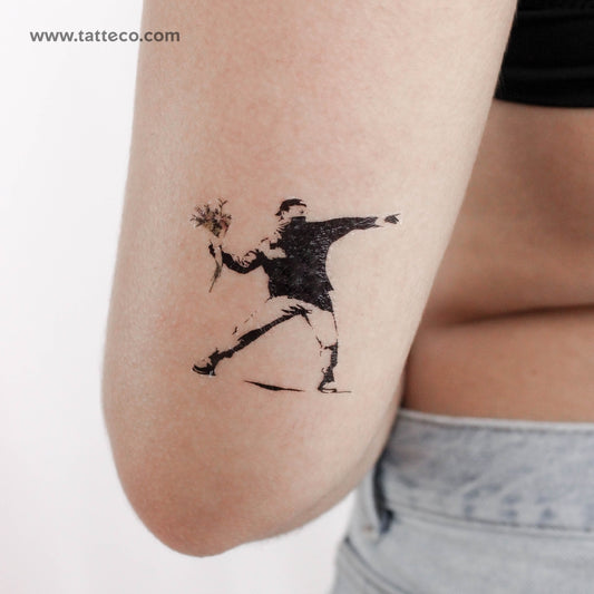 Banksy's Flower Thrower Temporary Tattoo - Set of 3
