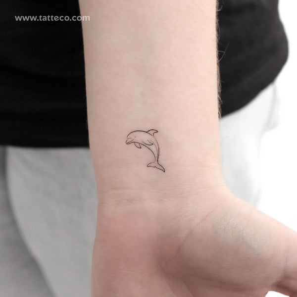 Fine Line Dolphin Temporary Tattoo - Set of 3