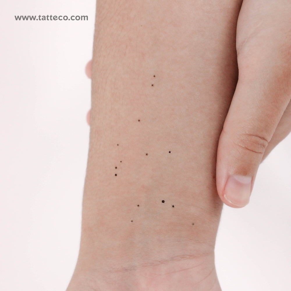 Minimalist Aquarius Constellation Temporary Tattoo - Set of 3