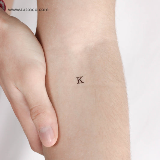 K Uppercase Typewriter Letter Temporary Tattoo - Set of 3