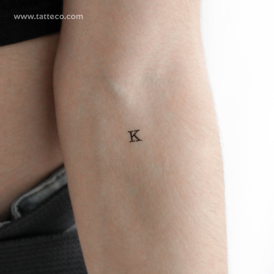 K Uppercase Typewriter Letter Temporary Tattoo - Set of 3