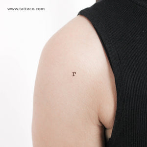 R Lowercase Typewriter Letter Temporary Tattoo - Set of 3