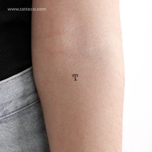 Tatuaje temporal de la letra T mayúscula de máquina de escribir (juego de 3)