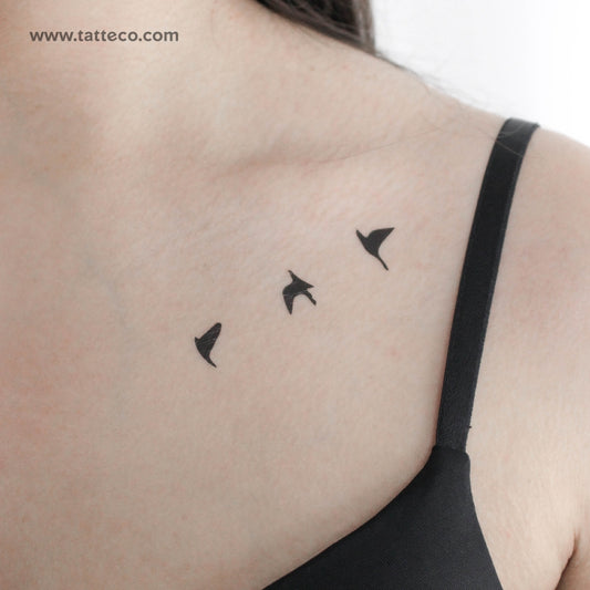 Flying Birds Temporary Tattoo - Set of 3