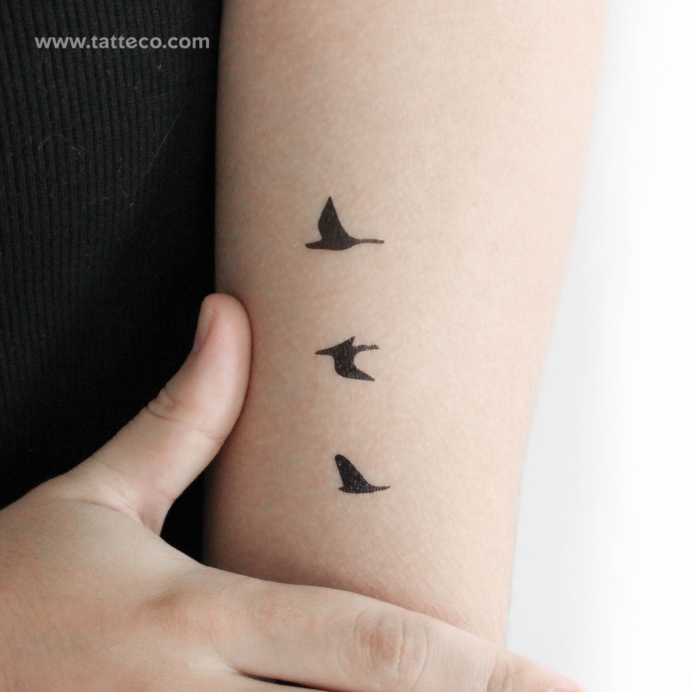 Flying Birds Temporary Tattoo - Set of 3