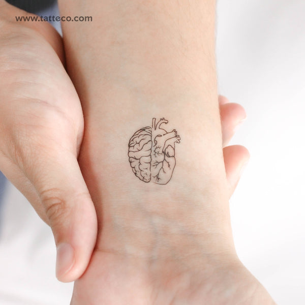 Anatomical Heart & Brain Temporary Tattoo - Set of 3