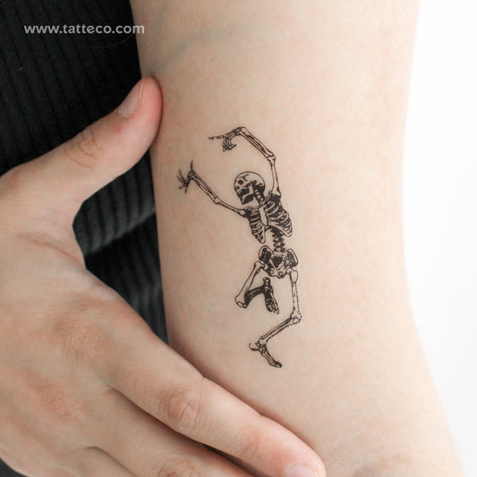 Tatuaje temporal de esqueleto bailando (juego de 3)