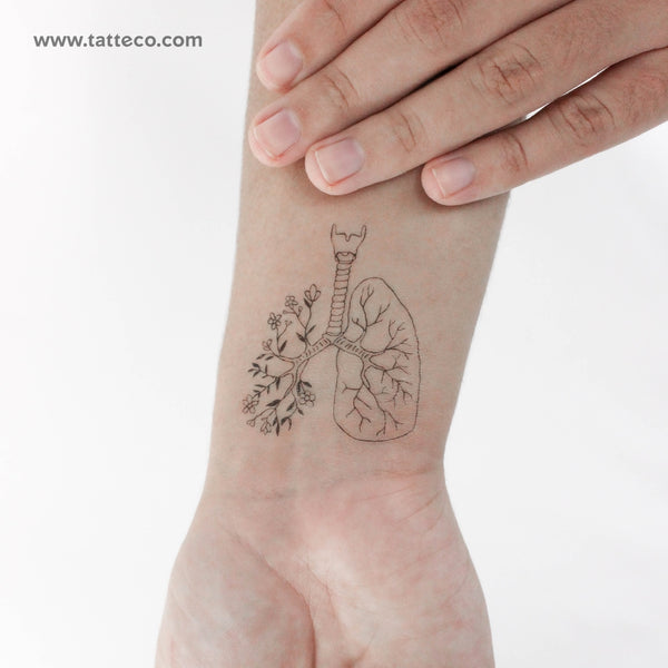 Floral Lungs Temporary Tattoo - Set of 3