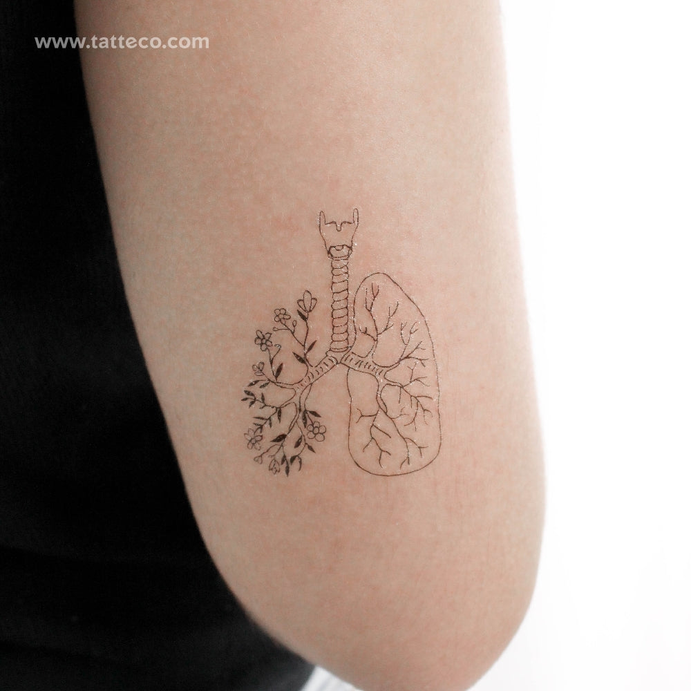 Floral Lungs Temporary Tattoo - Set of 3