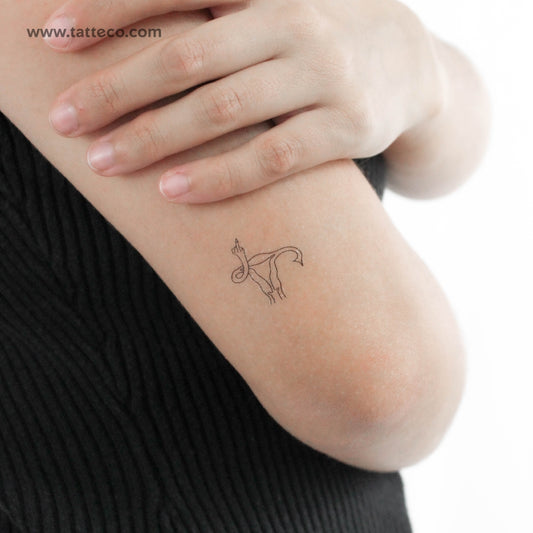 Tatuaje temporal de útero en el dedo medio - Juego de 3