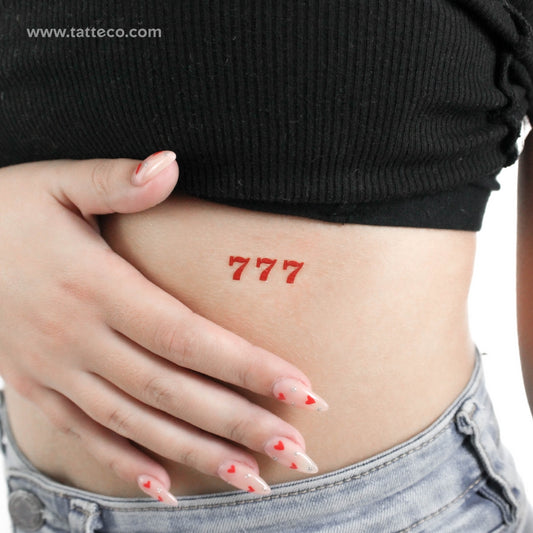 Red 777 Temporary Tattoo - Set of 3