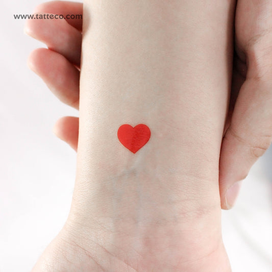 Tatuaje temporal de corazón pequeño en rojo (juego de 3)