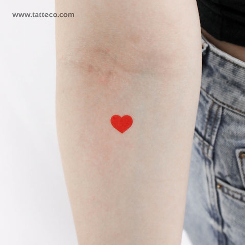 Small Heart In Red Temporary Tattoo - Set of 3