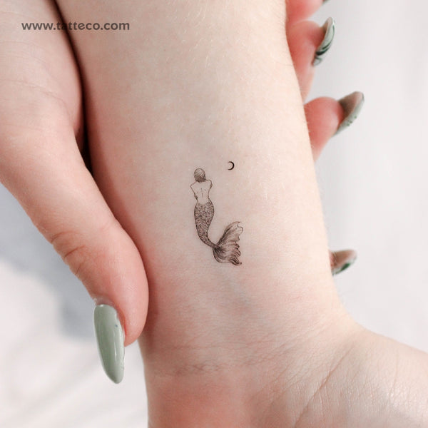Mermaid And Moon Temporary Tattoo - Set of 3
