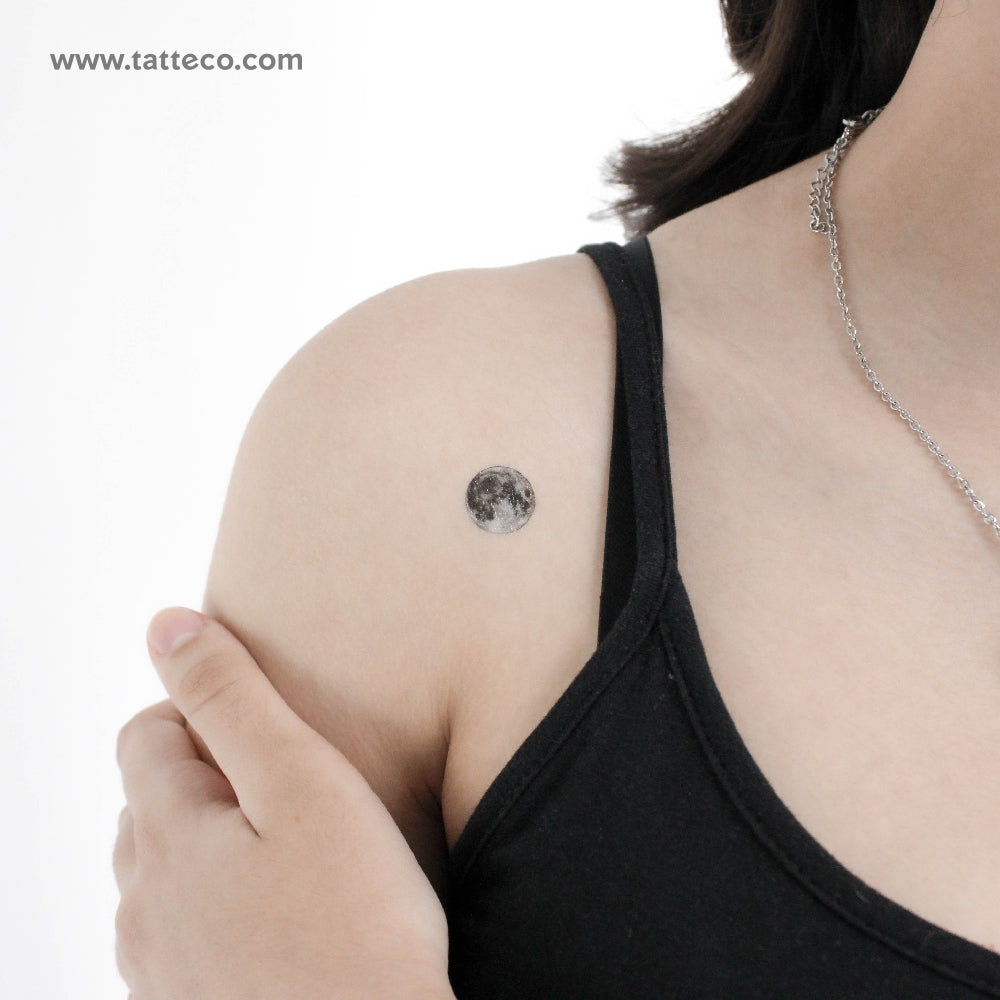 Tiny Full Moon Temporary Tattoo - Set of 3