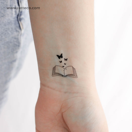 Small Butterfly Book Temporary Tattoo - Set of 3