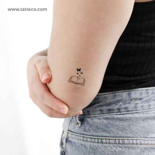 Small Butterfly Book Temporary Tattoo - Set of 3