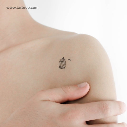Bird Cage Temporary Tattoo - Set of 3