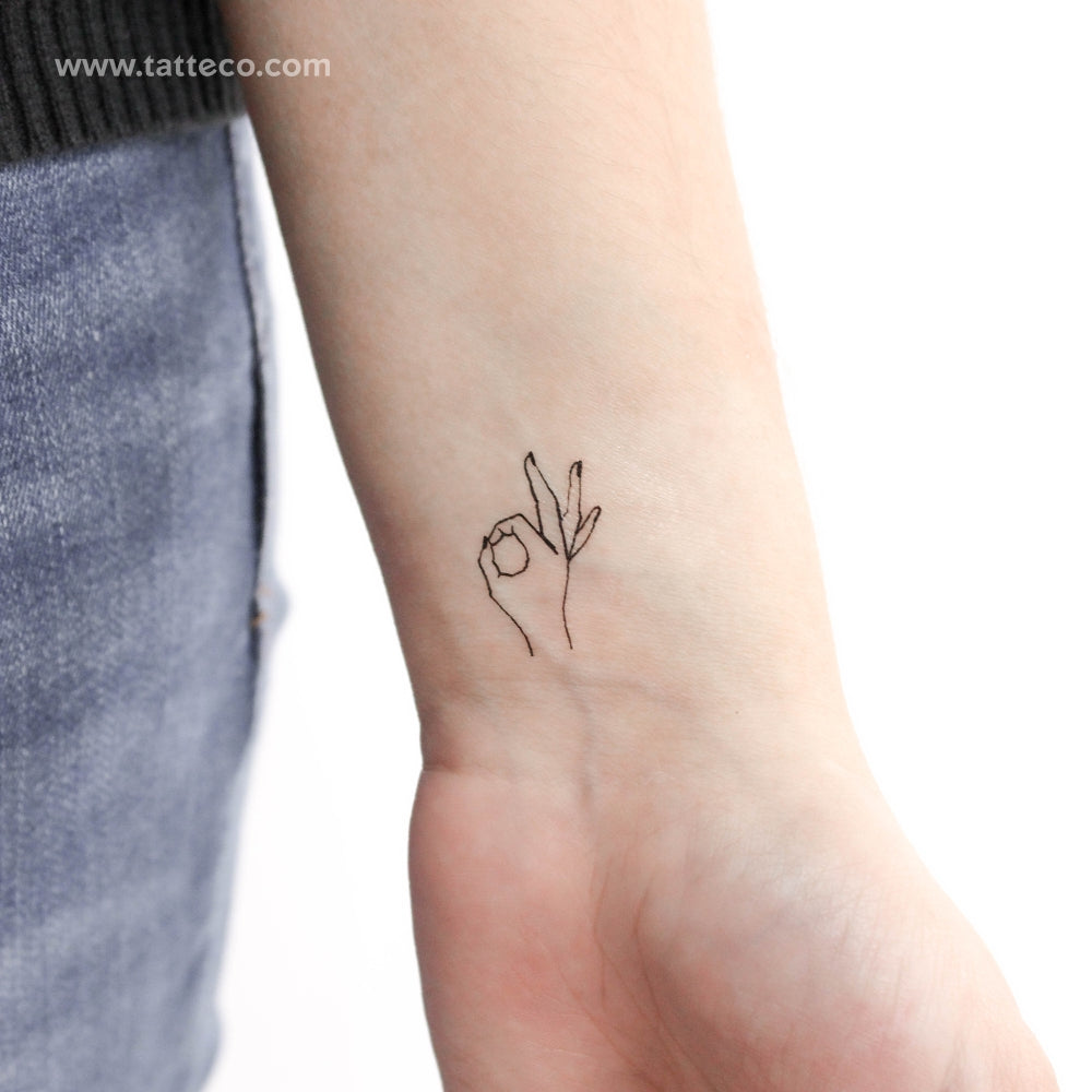 Small Ok Gesture Temporary Tattoo - Set of 3