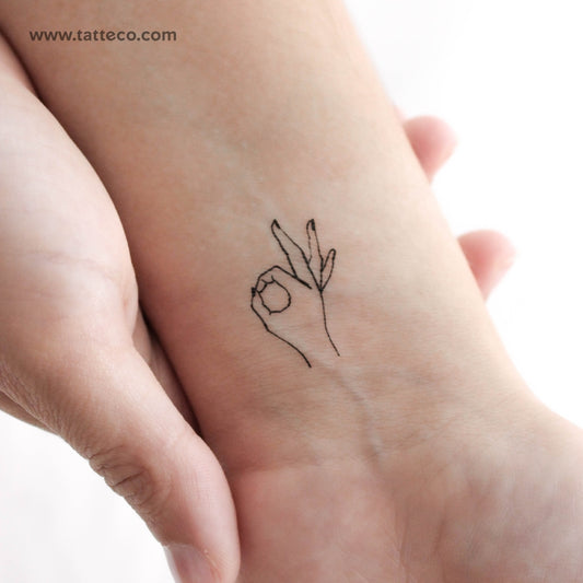 Small Ok Gesture Temporary Tattoo - Set of 3