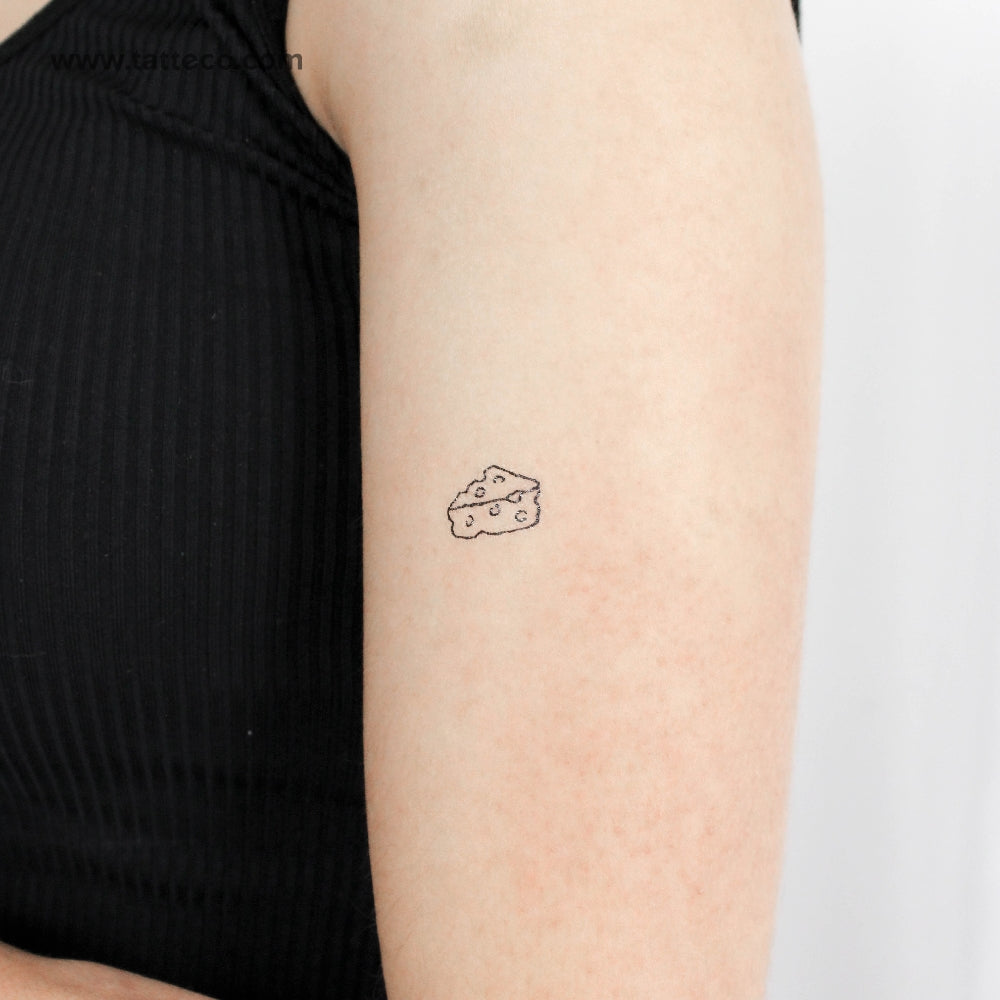 Tatuaje temporal minimalista de queso (juego de 3)