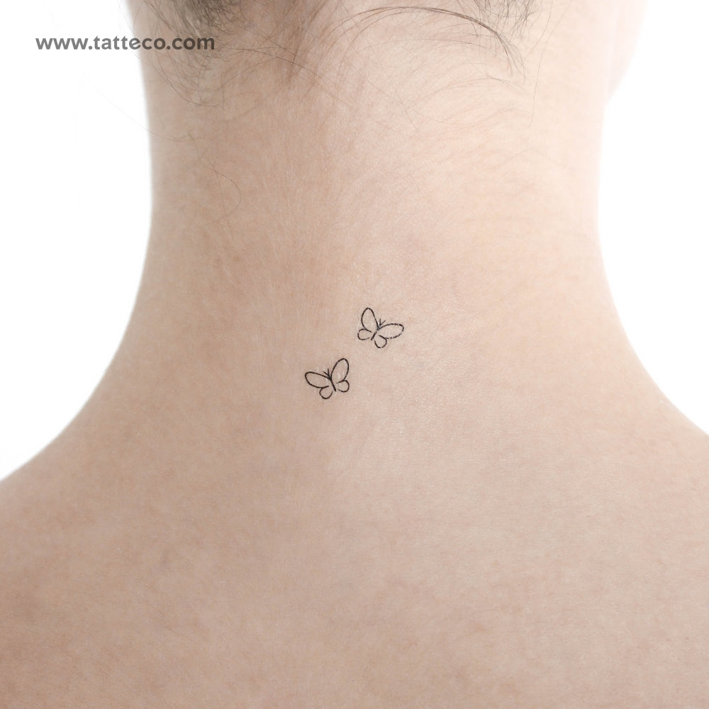 Minimalist Butterfly Couple Temporary Tattoo - Set of 3, image size:1000x1000