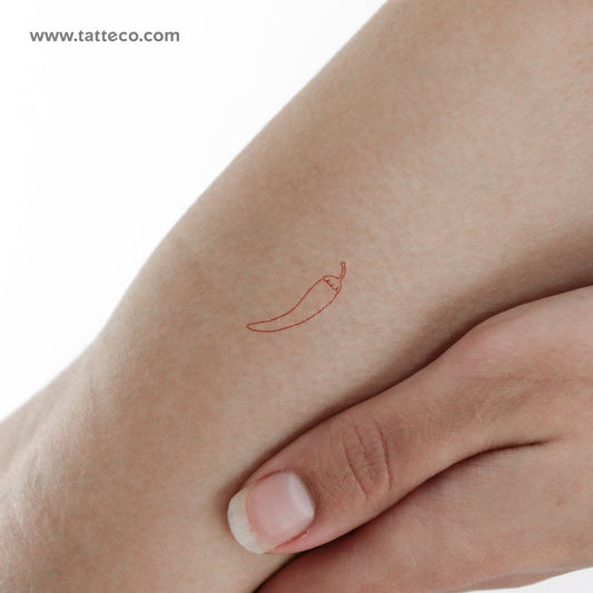 Tatuaje temporal de chile rojo - Juego de 3