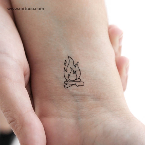 Minimalist Bonfire Temporary Tattoo - Set of 3