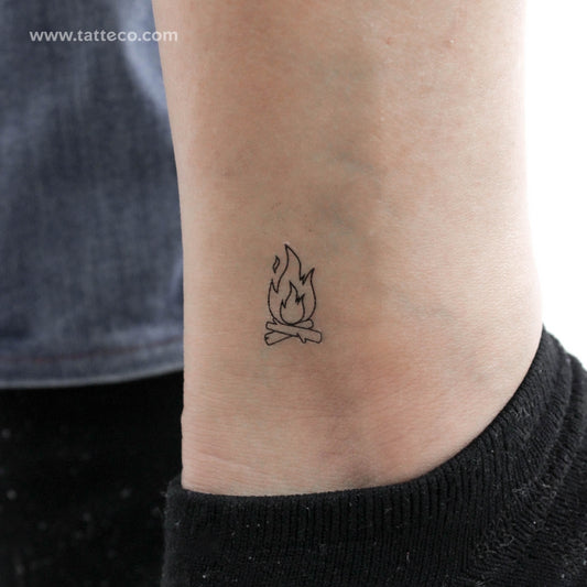 Minimalist Bonfire Temporary Tattoo - Set of 3