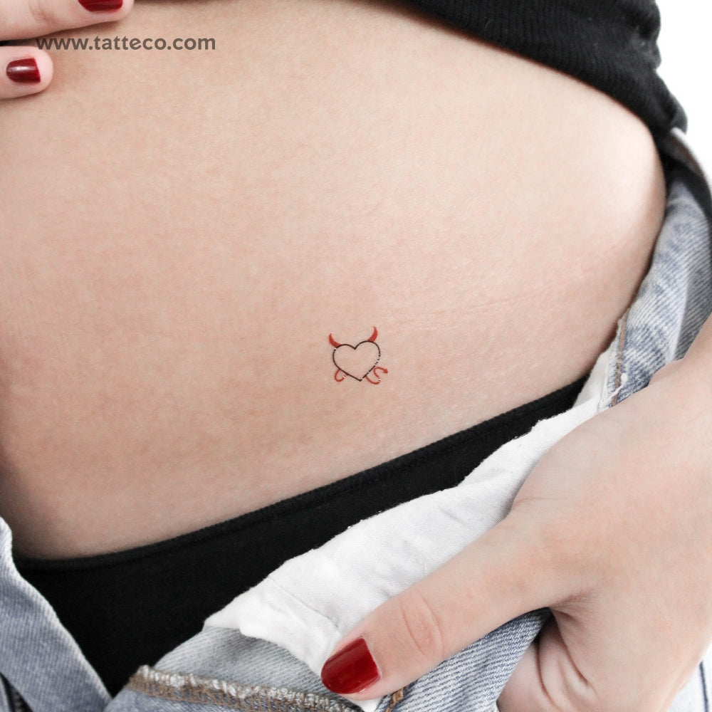 Tatuaje temporal de corazón travieso - Juego de 3